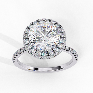 แหวนหมั้นเพชรทรงกลมแบบ Halo ประดับเพชร Pavé สำหรับเจ้าสาว - Product Image 5