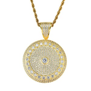 Hiphop Custom Moissanite Pendant with <b>Chain</b> Brass <b>Iced</b> <b>Out</b> Big Round Charm Bling Fashion Necklaces - Product Image 4