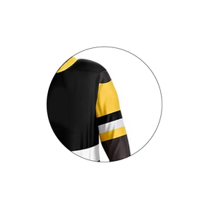 Ensemble d'uniformes de hockey sur glace personnalisés avec logo OEM, maillot de hockey noir et or imprimé par sublimation, vêtements de sport d'équipe à séchage rapide, fabricant - Product Image 4