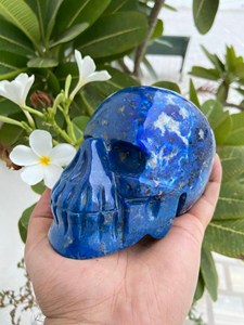 Calavera de Lapislázuli Natural Tallada a Mano |   Escultura de Calavera de Cristal con Gema Azul |   Proveedor Mayorista de Decoración Gótica para el Hogar - Product Image 3