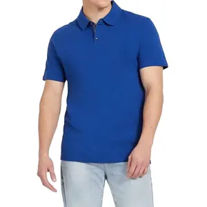 Men's Blue Stylish Custom Embroidered 100% Cotton Plus Size Men's Polo T-shirts From Bangladeh