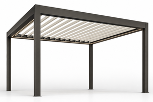 Pérgola Moderna de Aluminio con Techo de Láminas, Gazebo para Patio Exterior con Tira de Luces LED - Product Image 1