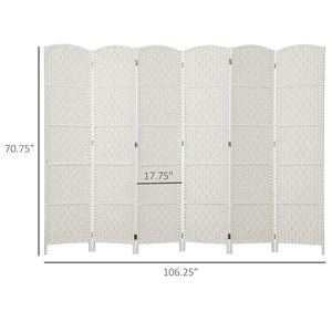 Paravento Pieghevole Artigianale a 6 Pannelli, Altezza 6 Piedi, Divisorio Portatile in Carta Bianca per Camera da Letto - Product Image 3