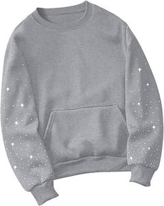 Sudadera Azul con Cuello Redondo y Estampado de Estrellas en las Mangas, Corte Regular, Unisex, Informal, para Otoño - Product Image 6