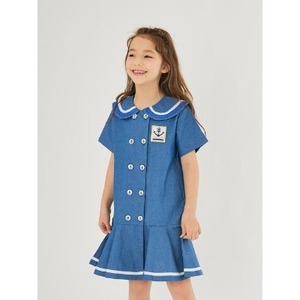 Vestido Estilo Coreano OZKIZ para Niñas, 100% Algodón, Color Azul Marino, Tallas 2-6 Años, Venta al Por Mayor, Moda Infantil de Verano - Product Image 1
