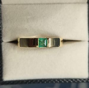 Natural <b>Emerald</b> Princess Cut Luxury Mens <b>Ring</b> 925 Sterling <b>Silver</b> 14K Gold Plated Wedding Band Green Gemstone May Birthstone - Product Image 5