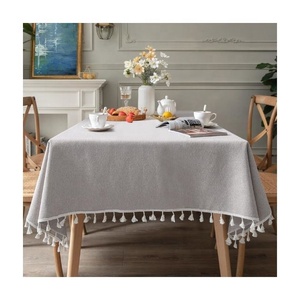 Mantel de Lino 100% Algodón, Cuadrado, Verde Pálido, Bordado, Duradero, Lavable, Ligero, de Lujo, Impermeable, con Logotipo y Color Personalizados - Product Image 4