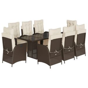 Set da Pranzo da Giardino in Rattan Bianco Crema e Marrone per 8 Persone, Arredamento da Esterno Resistente alle Intemperie dal Design Contemporaneo - Product Image 2