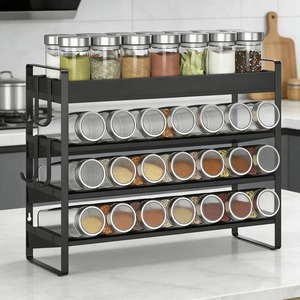 Estante Simple para Especias de Color Negro para la Organización de la Encimera de la Cocina, Construcción de Calidad Premium para un Uso Duradero - Product Image 1