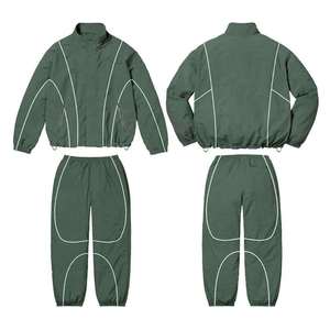 Custom Unisex Windbreaker Set Nylon/<b>Polyester</b> <b>Tracksuit</b> Zip-Up Elastic Waist Thermal Breathable Quick-Dry Reflective Stripes - Product Image 3