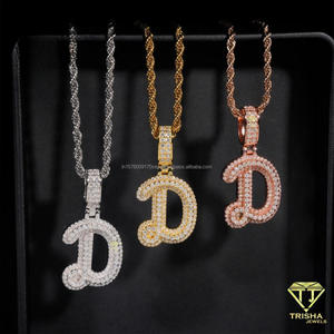 Collier Hip Hop avec pendentif initial D en diamant Moissanite glacé, bijoux personnalisés avec lettres - Product Image 1