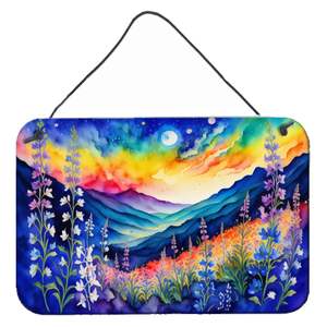 Multicolor Delphinium pared puerta colgante impresiones nuevo 8HX12W aluminio Metal signo Bar para cocina y baño decoración hogar placa - Product Image 1