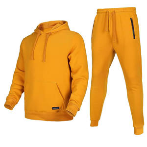 Conjunto deportivo informal para hombre con capucha, mezcla de algodón, tela transpirable, corte ajustado, chaqueta con cremallera, pantalones, ropa de gimnasio, para correr, entrenamiento deportivo. - Product Image 1