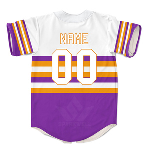 Camiseta de Béisbol Personalizada con Texto, Diseño de Estrella con Rayas Moradas y Doradas, Manga Corta, Unisex, Poliéster que Absorbe la Humedad, para Adultos, Todas las Temporadas - Product Image 5
