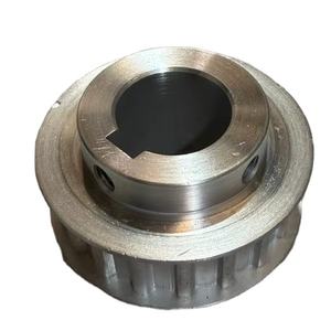 18T AT10 AT5 AT20 HTD TIMING PULLEY 25MM BELT WIDTH SHAFT <b>LOCK</b> KEYLESS STEEL MATERIAL FLANGE FITTED BLACKODISED EN8 PULLEY - Product Image 4