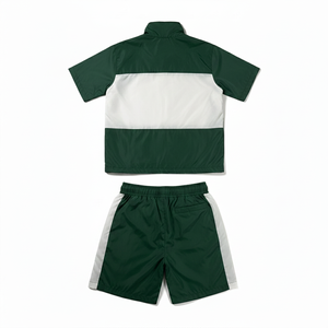 Accepted Addahar Color Blocking Tracksuit Set Short Sleeve Zipper <b>Jacket</b> Shorts Unisex <b>Lightweight</b> Polyester Sporty Summer Wear - Product Image 2