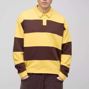 Chemises de rugby brodées sur mesure de haute qualité, chemises en coton respirant pour hommes, chemises à manches longues rayées vintage décontractées pour hommes - Product Image 1