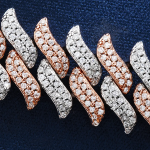 2024 dernière conception fermoir boîte ouverte en argent Sterling deux tons or rose et blanc mêlée Moissanite chaîne à maillons cubains - Product Image 6