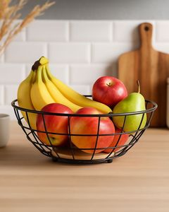 Cesta de Frutas de Alambre Metálico, Organizador de Almacenamiento Moderno para Uso en la Encimera de la Cocina - Product Image 1