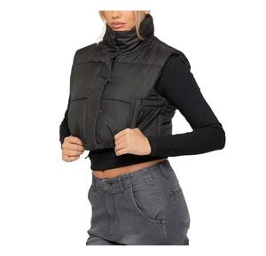 Gilet matelassé léger pour femme, col montant zippé, grande taille, avec logo imprimé et brodé personnalisé - Product Image 2