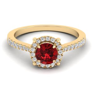 REYES Premium Quality 14K Solid Gold IGI Certified Diamond Halo <b>Ring</b> Round Brilliant Cut 0.84 Carat <b>Garnet</b> Gemstone Fine Jewelry - Product Image 1