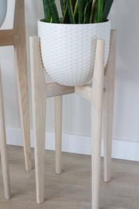 Soporte Minimalista para Plantas de Madera Maciza de Fresno con Acabado Blanqueado Claro, Perfil Delgado y Base Resistente, Diseñado para Plantas de Interior - Product Image 3