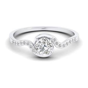 Bagues de fiançailles REYES en argent sterling 925 avec moissanite taille ronde de 0,58 carat, bijoux originaux en or blanc 14 carats, cadeau d'anniversaire - Product Image 1