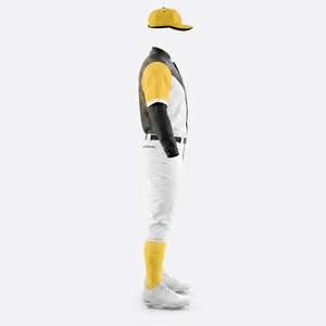 Ensemble de maillot et pantalon de baseball personnalisé pour homme, blanc, jaune, noir, sublimé, respirant, en polyester, pour toutes les saisons, vêtements pour adultes - Product Image 4