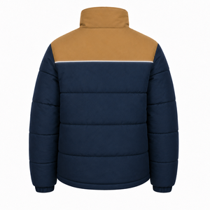 Chaqueta Acolchada de Invierno Personalizada para Hombre, Estilo Urbano, de Poliéster con Bloques de Color, Cierre de Cremallera, Detalles Reflectantes, OEM - Product Image 3