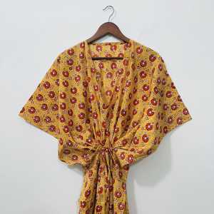 Indian Block Printed <b>Kaftan</b> Pure Organic Cotton Lightweight Short Nightwear Print Beach Wear Summer Dress Women Cotton <b>Kaftan</b> - Product Image 1