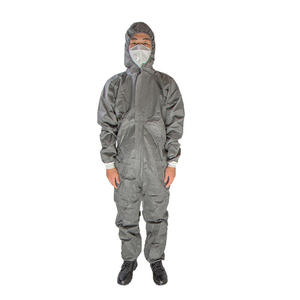 Combinaison de protection grise avec capuche et poignets élastiques pour vêtements de travail de sécurité - Product Image 3