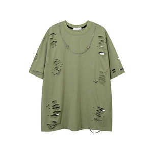 เสื้อยืดโอเวอร์ไซส์ผู้ชาย แขนสั้น คอกลม สีพื้น สไตล์สตรีท ผ้าเจอร์ซีย์คอตตอน 100% - Product Image 1