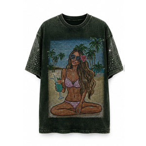 Impression DTG personnalisée en gros, chemise originale pour homme avec strass, designs en strass pour t-shirt en coton pour homme - Product Image 2