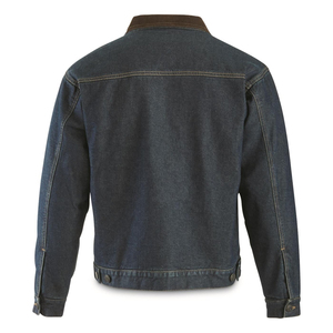 Veste en jean vintage pour homme de haute qualité, col en velours côtelé, boutons sur le devant, poches, style workwear, vêtement d'extérieur décontracté pour l'automne - Product Image 6