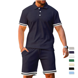 Conjunto Deportivo de 2 Piezas para Hombre, Camiseta Polo de Manga Corta Transpirable y Pantalones Cortos, para Gimnasio y Fitness, Verano 2026, Venta al Por Mayor - Product Image 1