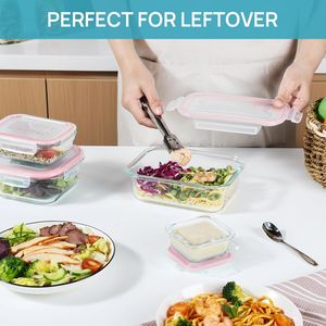 Lot de 8 récipients en verre pour aliments avec couvercles hermétiques, 220 ml, récipients pour préparation de repas, pour sucre, utilisables au micro-ondes et au four - Product Image 5