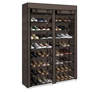 Organizzatore per Scarpe in Tessuto Non Tessuto Marrone Semplice con Design a 10 Ripiani in Tubo di Ferro - Product Image 5