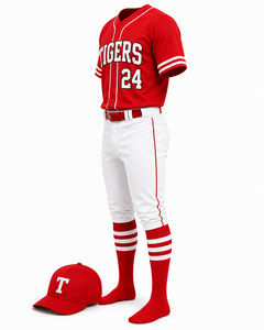 Tigers Baseball Uniform Set Red Jersey Pants Socks <b>Cap</b> Men's Moisture Wicking Polyester All Seasons Team Apparel - Product Image 6