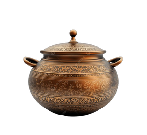 Olla de cocina de metal de calidad exclusiva en cobre con asas de metal para uso en el hogar, restaurantes y mesas de comedor. - Product Image 6