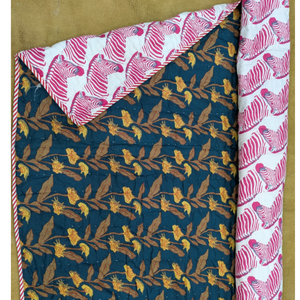 Couette bébé réversible 100% coton Jaipuri, taille 60x40 pouces, imprimée à la main, super douce, personnalisée, teinture non toxique, respectueuse de la peau - Product Image 1