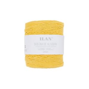 Cordón de algodón Ilan de 2 mm, amarillo, bobina de 250 g para manualidades - Product Image 1