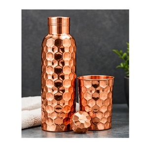 Botella de Agua de Cobre con Diseño Moderno de Ondas, Vaso Portátil de Viaje con Tapa - Product Image 3