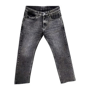 Pantalon en jean vintage délavé coupe droite personnalisé pour homme, 100 % coton, haute qualité, noir, gris, délavé, coupe ample et droite - Product Image 3