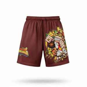 Double-<b>layer</b> Sublimation Printed 100% Polyester High Street <b>Mid</b> Waist Gym Blank Basketball Shorts Custom Made Men's Shorts - Product Image 6