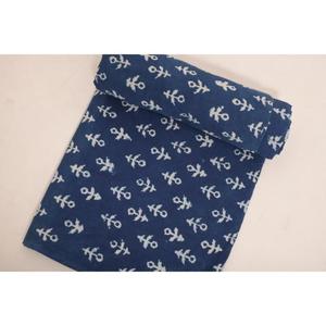 Cotton Indigo Fabric Hand Block Printed Blue Floral Material by Yard <b>for</b> Sewing Dressmaking and Quilts - Product Image 2