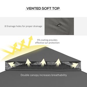 Abri de jardin d'angle 3x3,6m avec étagères, double toit, auvent extérieur et moustiquaire pour villas et cours, disponible en gris - Product Image 6