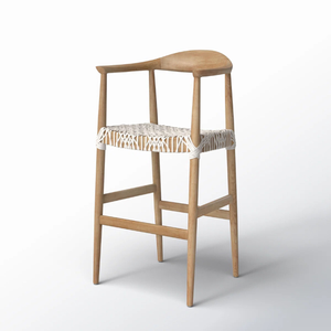 Luxury Style Rope Woven <b>Bar</b> Chair Restaurant <b>Set</b> Furniture Modern Design with Teak Wooden Frame Material for Home Decoration - Product Image 3