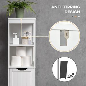Mobiletto da Bagno Bianco a 3 Cassetti e 2 Ripiani, Sottile e Autoportante, Organizzatore per Asciugamani e Biancheria - Product Image 6