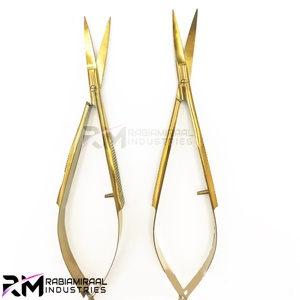 Ciseaux à cils professionnels RMI en acier inoxydable à lame droite, couleur or plasma, emballage PVC personnalisé - Product Image 5