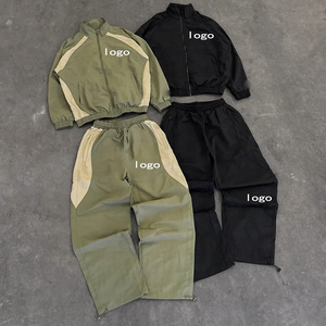 Custom Made Autumn Windbreaker Nylon Tracksuits Solid Color Windbreaker <b>Track</b> Hooded <b>Jacket</b> Nylon Water proof Trousers Set Men - Product Image 1